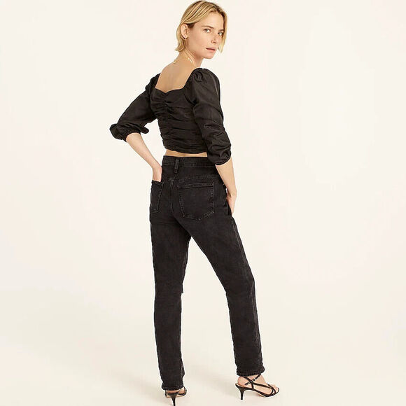 J. Crew Jeans Womens 30T Slim Boyfriend Washed Black Distressed Denim NWT - Picture 4 of 9
